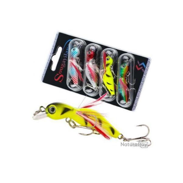 Wobbler leurre 4 pices crochet Anti-corrosion 4 GRAMMES - LIVRAISON GRATUITE !!