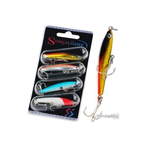 Wobbler leurre 4 pices crochet Anti-corrosion 7.5CM - LIVRAISON GRATUITE !!