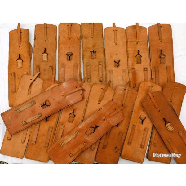 PISTOLET MITRAILLEUR MAT 49 : LOT 20  PORTE CHARGEURS MODELE 1948 - CUIR FAUVE - JAMAIS SERVIS -