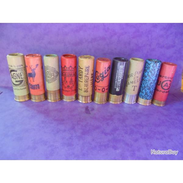 LOT DE 10 CARTOUCHES  ANCIENNES NON RECHARGEES POUR LA COLLECTION N�37