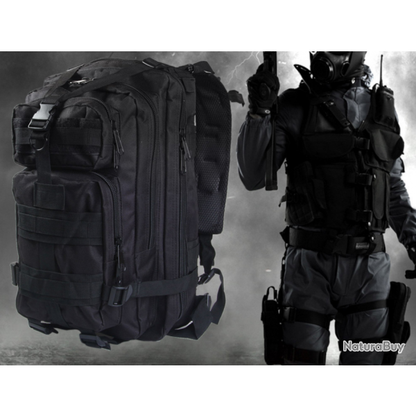SAC A DOS TACTIQUE TREKKING SPORT VOYAGE CAMPING CAPACITE 30 L Mod BLACK OPS