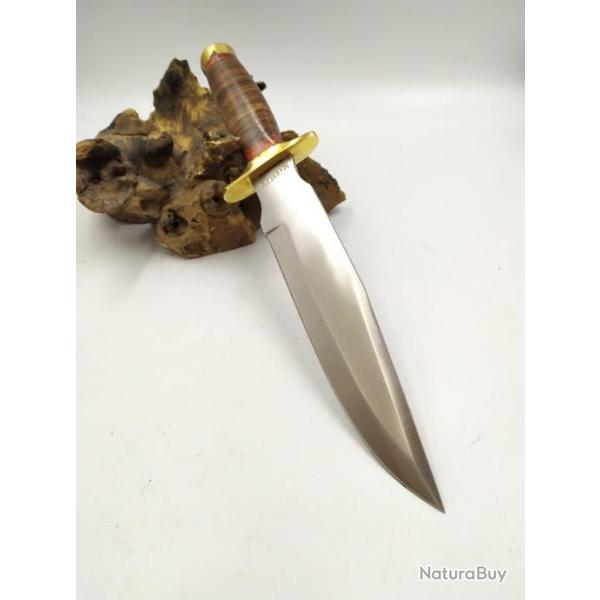 COUTEAU BOWIE MARBLES MANCHE CUIR AVEC ETUI EN CUIR MR57707