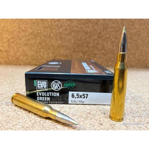 2 BOITES DE MUNITIONS RWS CAL:6.5x57 EVO GREEN 6gr