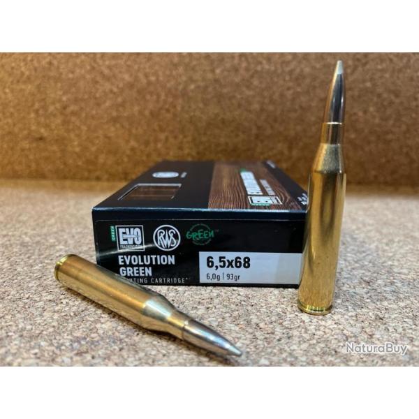 1 BOITE DE MUNITIONS RWS CAL: 6.5x68 EVO GREEN 6gr