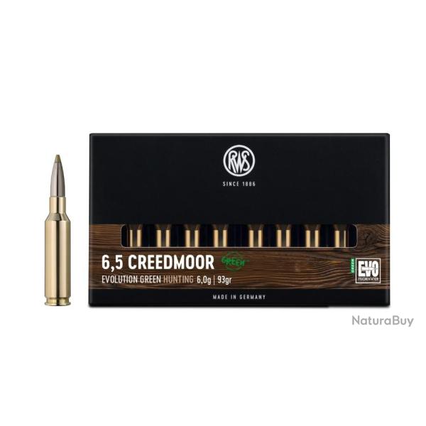 1 BOITE DE MUNITIONS RWS CAL: 6.5 CREEDMOOR EVO GREEN 6gr