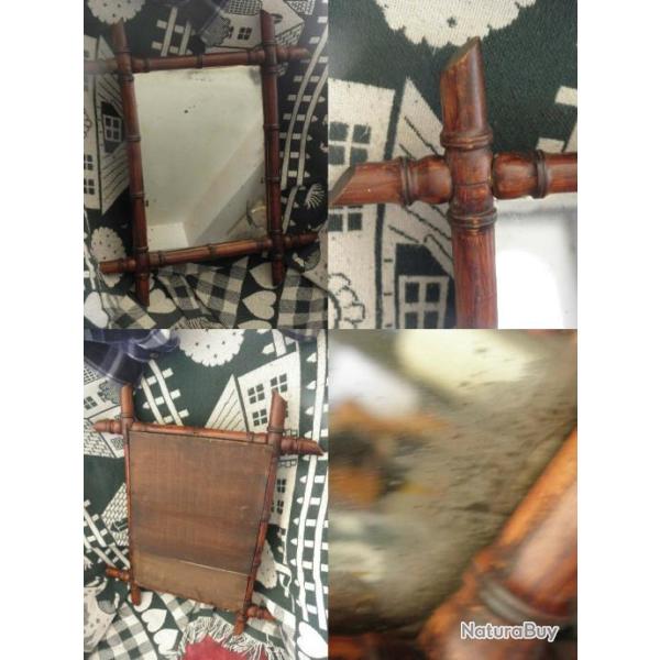 antique miroir cadre en bois forme bambou vers 1900 -1910