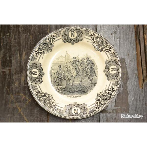 Assiette parlante BOCH la Louvi�re bataille de Friedland 14 juin 1807 Napol�on