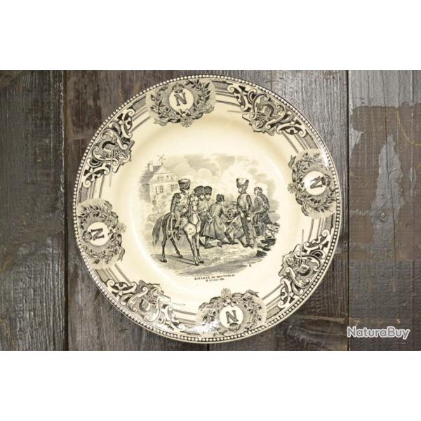Assiette parlante BOCH la Louvi�re bataille de Montereau 18 f�vrier 1814 Napol�on