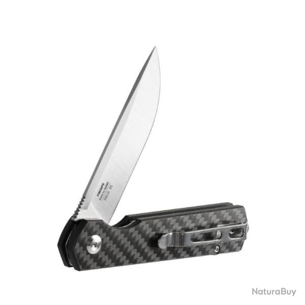 GAFH11SCF Couteau Ganzo Firebird Linerlock Black Lame Acier D2 Manche F Carbone Clip