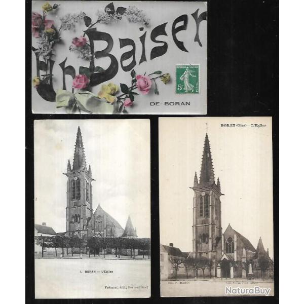 boran sur oise cartes postales anciennes lot de 5 cpa , glise , baiser de boran