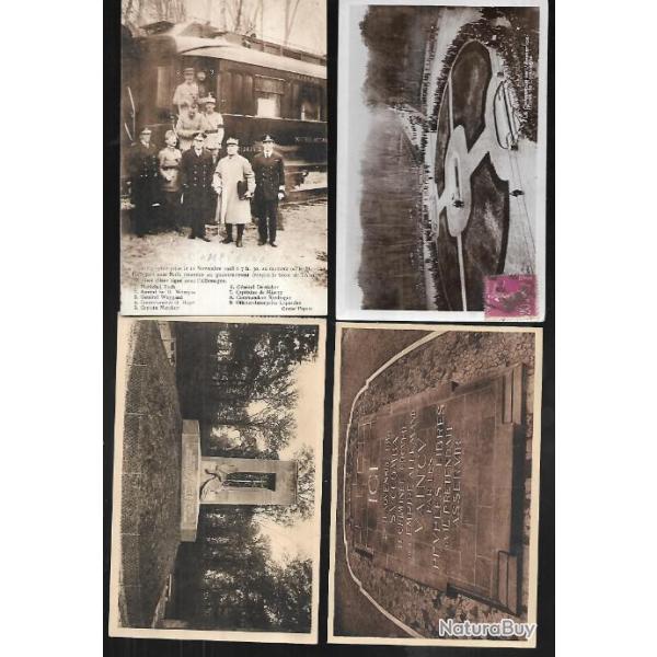 compi�gne rethondes  oise cartes postales anciennes lot de 4 cpa , clairi�re armistice