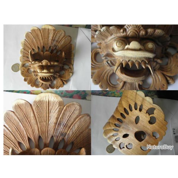 masque dragon, fabriqu  la main en bois