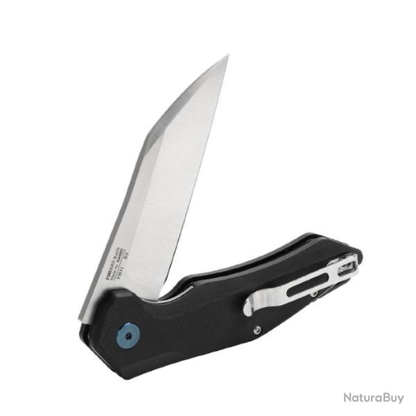 GAFH31BK Couteau Ganzo Firebird Linerlock Black Lame Acier D2 Manche G10 Clip