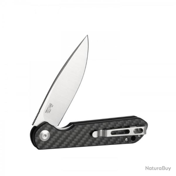 GAFH41CF Couteau Ganzo Firebird Black Lame Acier D2 Manche Fibre Carbone Clip