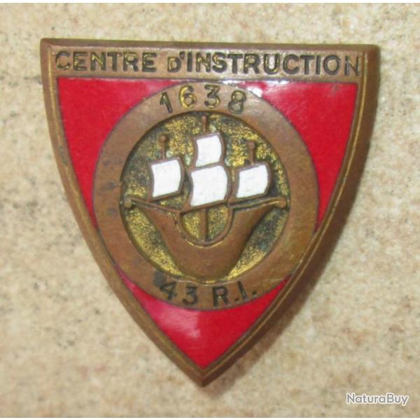 43� R.I, 1638, Centre d'Instruction, �mail, dos lisse