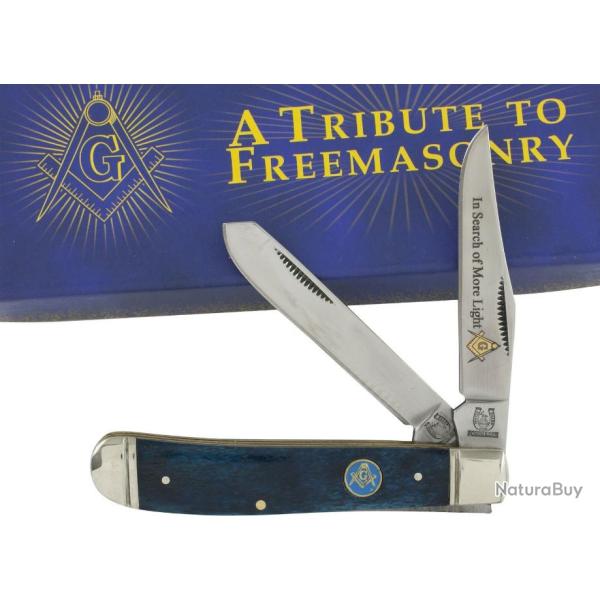 RR1225 Couteau Rough Rider Masonic Mini Trapper Series 2 Lames Acier 440 Manche Os