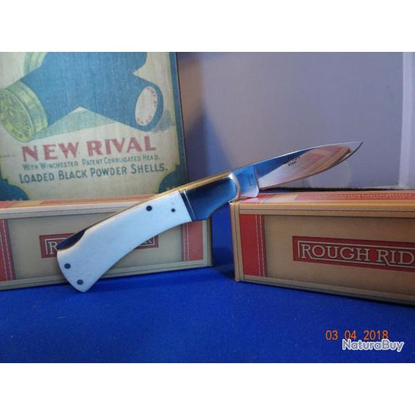 RR135 Couteau Rough Rider White Bone Lame Acier 440 Manche Os