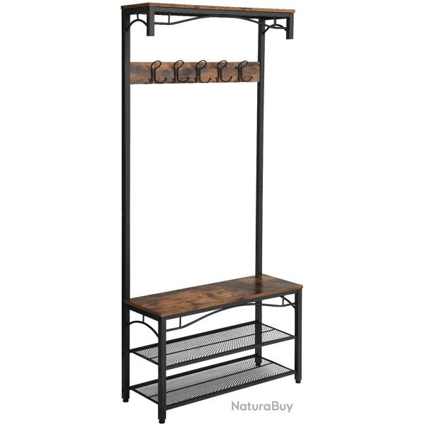 Portemanteau meuble d'entre avec tagre  chaussures banc et crochets industriel 12_0000892