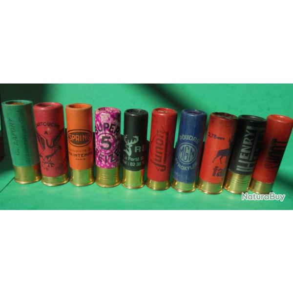 LOT DE 10 CARTOUCHES  ANCIENNES NON RECHARGEES POUR  LA COLLECTION N�5