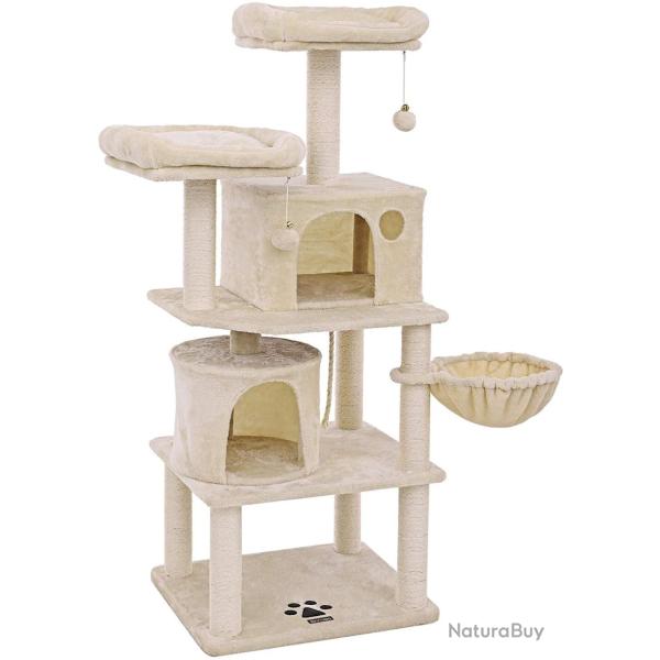 Arbre � chat colonne en sisal panier et 2 niches tour � chat pour chats 12_0000144
