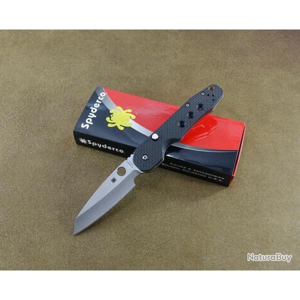 Couteau Spyderco Smock Compression Lock Lame Acier S30V Manche G-10/FCarbone Clip SC240CFP