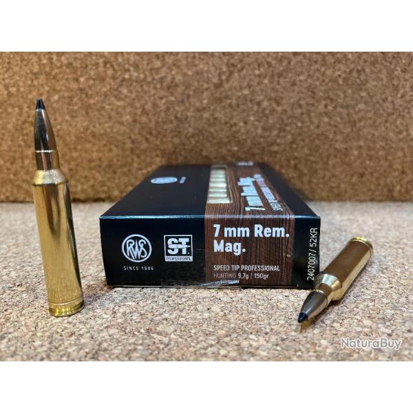 1 BOITE DE MUNITIONS CHASSE RWS CAL: 7mm REM MAG SPEED  TIP PRO  9.7GR, EN STOCK