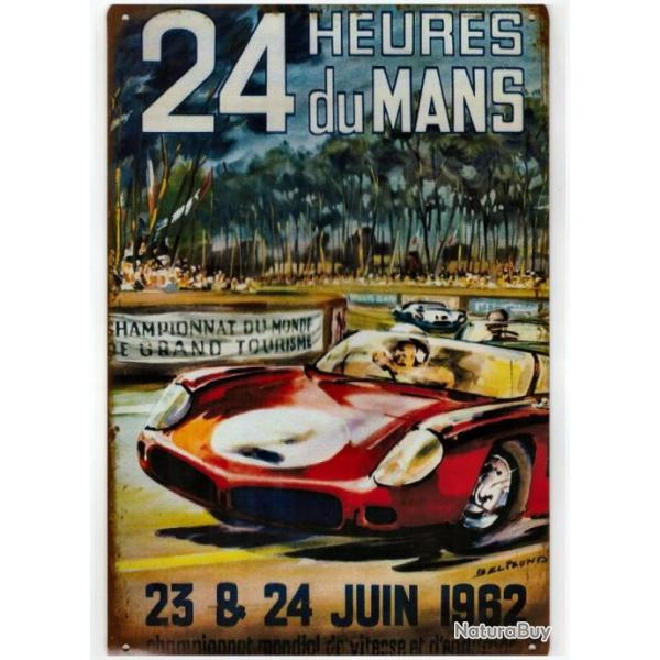 PLAQUE PUBLICITAIRE METAL 24 HEURES DU MANS 1962
