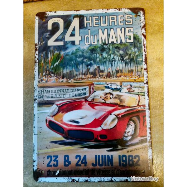 PLAQUE PUBLICITAIRE METAL 24 HEURES DU MANS 1962