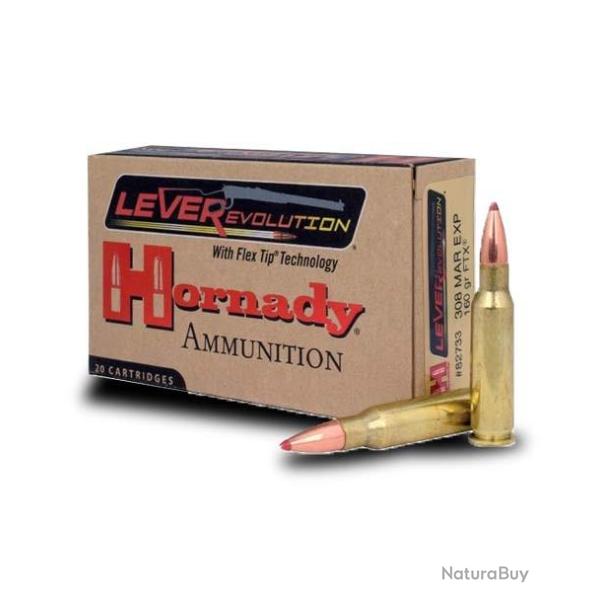 Munitions HORNADY calibre 308 Marlin Express 160gr - 10.4g x20