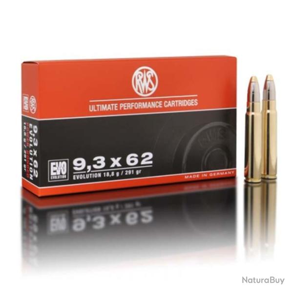 Munitions RWS calibre 9.3x62 Evolution 291gr - 18.8g x20