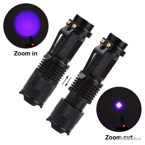 Mini Lampe Torche Poche LED Zoom Ultra Violet Lumi�re Noire D�tecteur Faux Billets