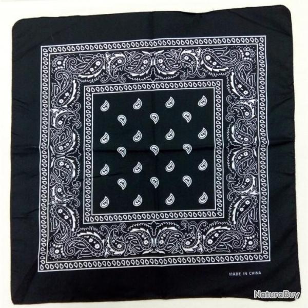 Foulard Bandana Echarpe Cache Cou Unisexe Noir NEUF