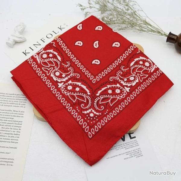 Foulard Bandana Echarpe Cache Cou Unisexe Rouge 54cm