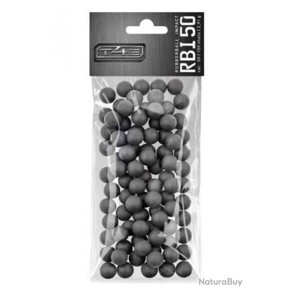 Sachet de 100 Billes caoutchouc Noyau en acier Noire  Cal. 50