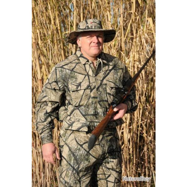 Ensemble veste + pantalon superbe camouflage tigr� - 100% coton - chasse arc, approche, safari