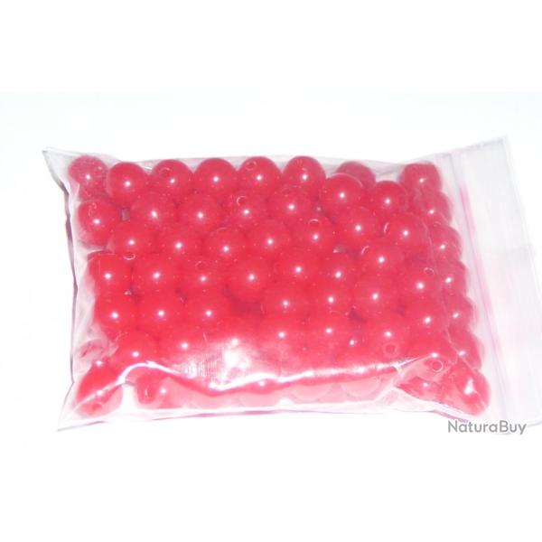 lot de 100  perles rouge de 6 mm  pour montage ligne peche en mer
