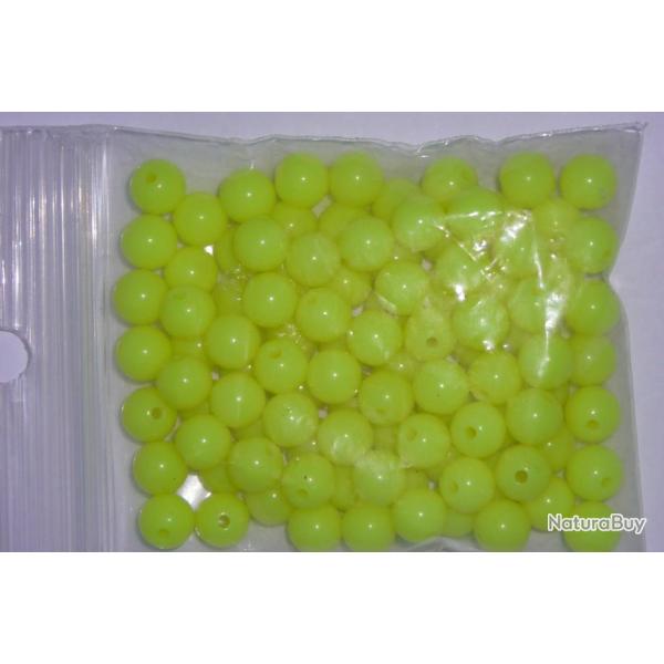 lot de 100  perles jaune de 6 mm  pour montage ligne peche en mer