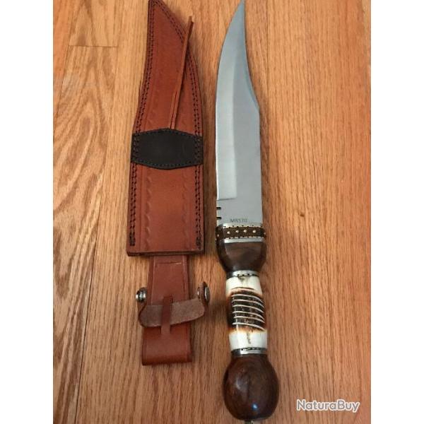 Couteau Scottish Dirk Scotland Sgian Dubh Lame Acier Inox Manche Os/Bois Etui Cuir Marbles MR570