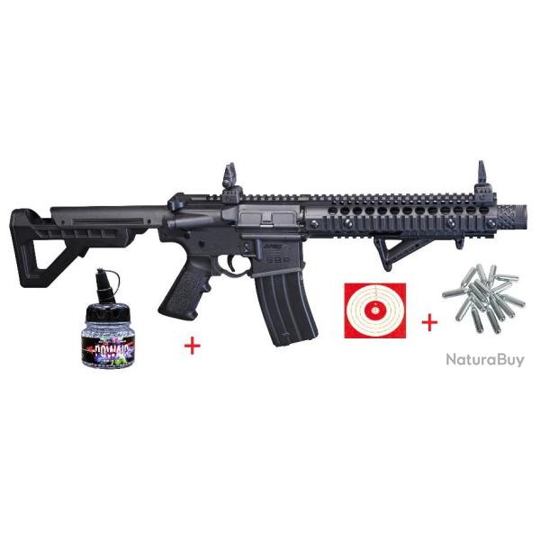Crosman Full Auto DPMS 4.5 + 1500 billes Acier + 5CO2 + 10 Cibles
