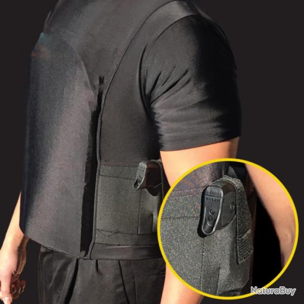 T-Shirt pare balles avant / arrire avec une plaque modle 25cm X 33 cm NIJ 3A  MADE IN USA