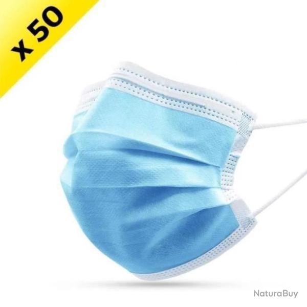 Lot de 50 Masques Chirurgicaux Anti Bact�rie/Poussi�re Normes CE Stock en France