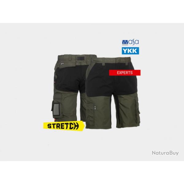 Bermuda stretch 4 directions multi-poches HEROCK Hespar 52 Kaki / Noir