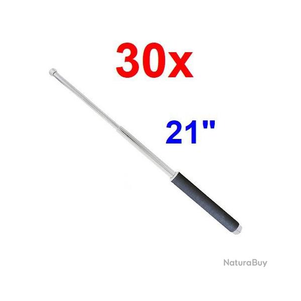 30 x LOT MATRAQUE T�LESCOPIQUE 21" EN ACIER ARGENT AVEC NYLON ETUI