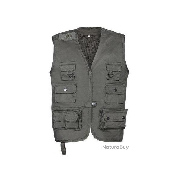 Gilet kaki enfant Reporter PERCUSSION-14 ans