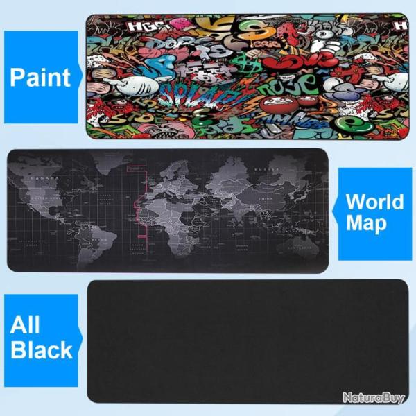 Grand Tapis de Souris Gaming XXL Carte Map Monde 250x300mm