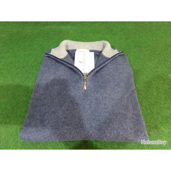 PULL LAMBSWOOL COL BLEU JEAN