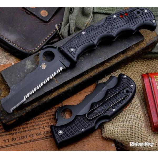 SC79PSBBK Couteau Spyderco Assist Lockback Black VG-10 Serr Blade FRN Handle Clip Japan