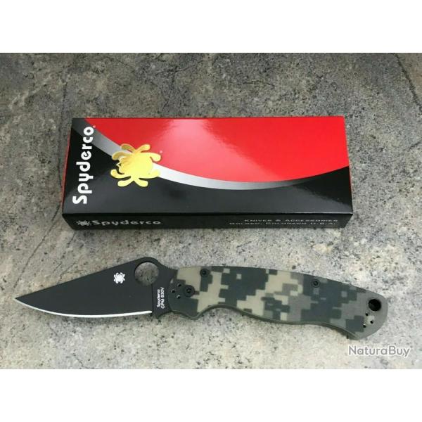 Couteau SPYDERCO PARA-MILITARY 2 Camo Acier CPM-S30V Spyderco Made In USA SC81GPCMOBK2