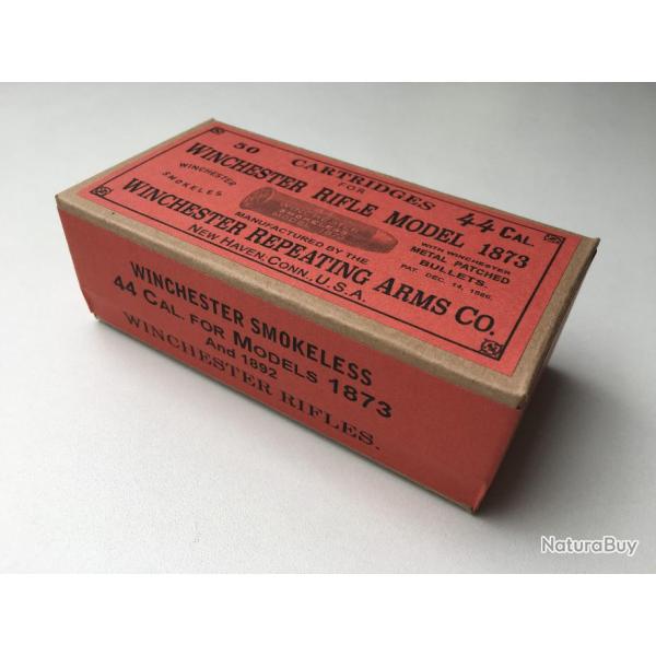 Boite DECO 44 Caliber Winchester Rifle Model 1873 & 1892 rouge r�plique Rare Metal Patched bullets