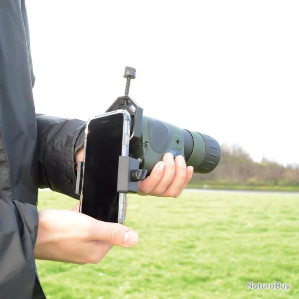 Adaptateur smartphone jumelles m�tal plastique PA noir 54 � 90mm